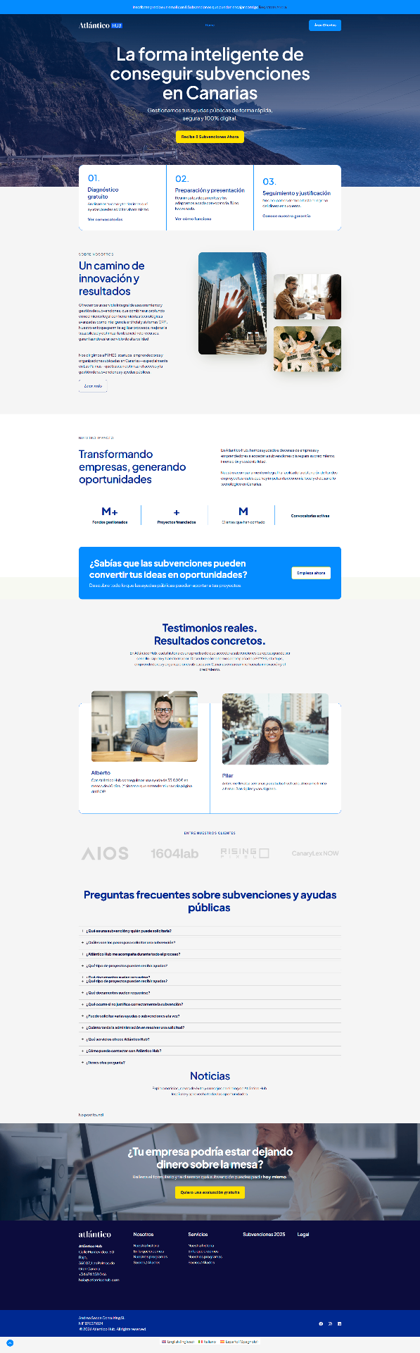Atlántico Hub — sito web hub per founder a Las Palmas
