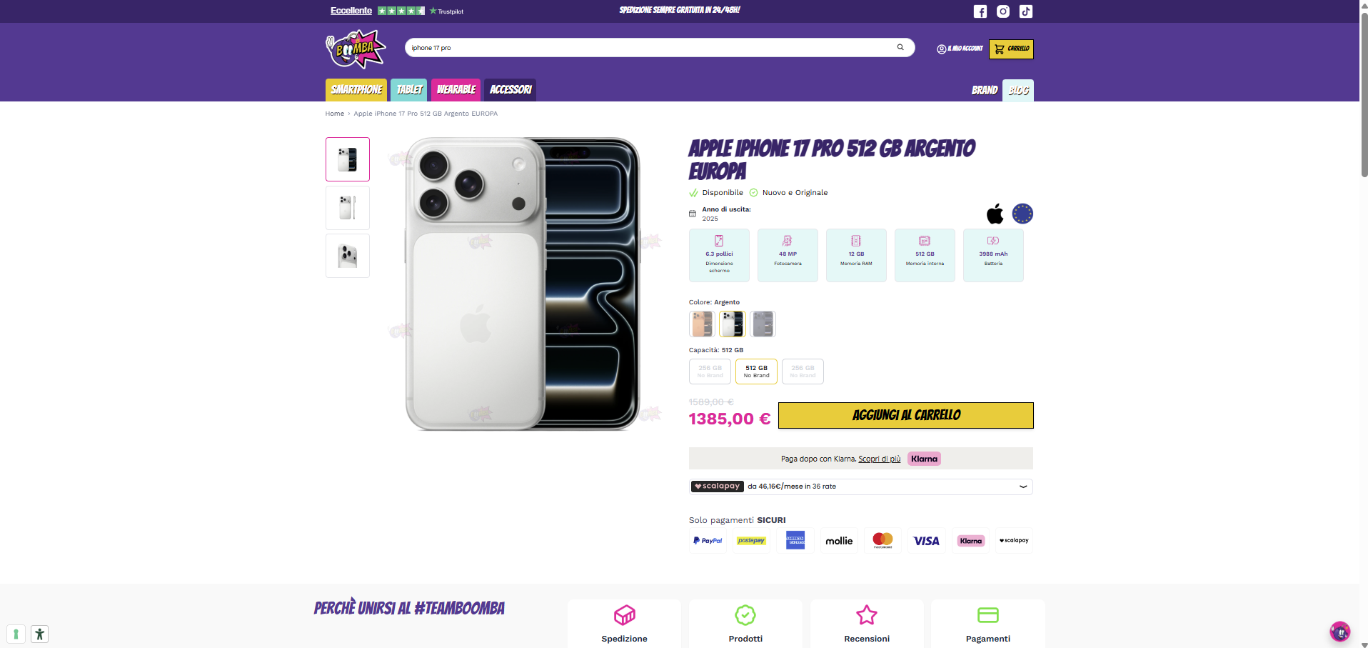 Boomba — e-commerce di tech accessories con brand identity audace