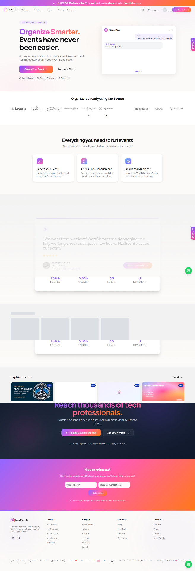 Nexevento — piattaforma SaaS per la gestione di eventi