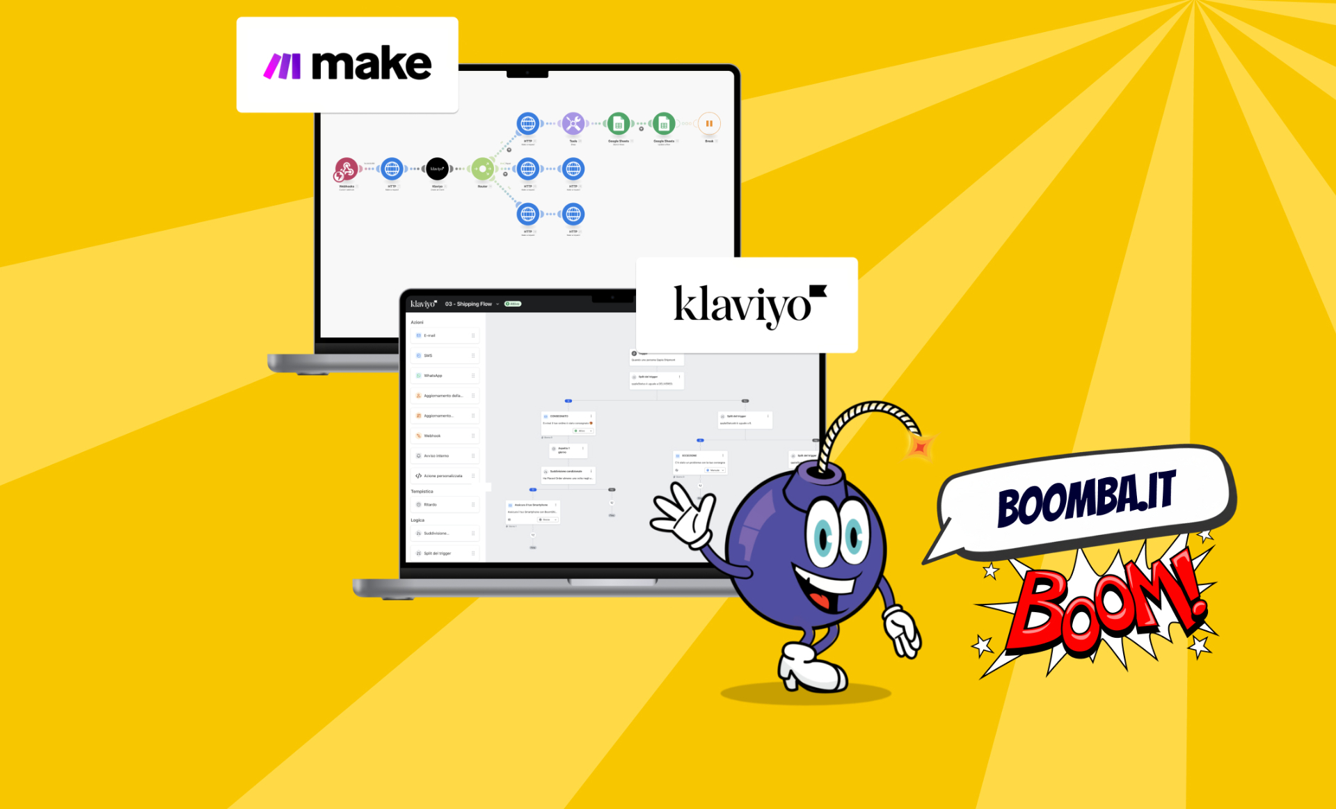 Schema integrazioni Make per Boomba