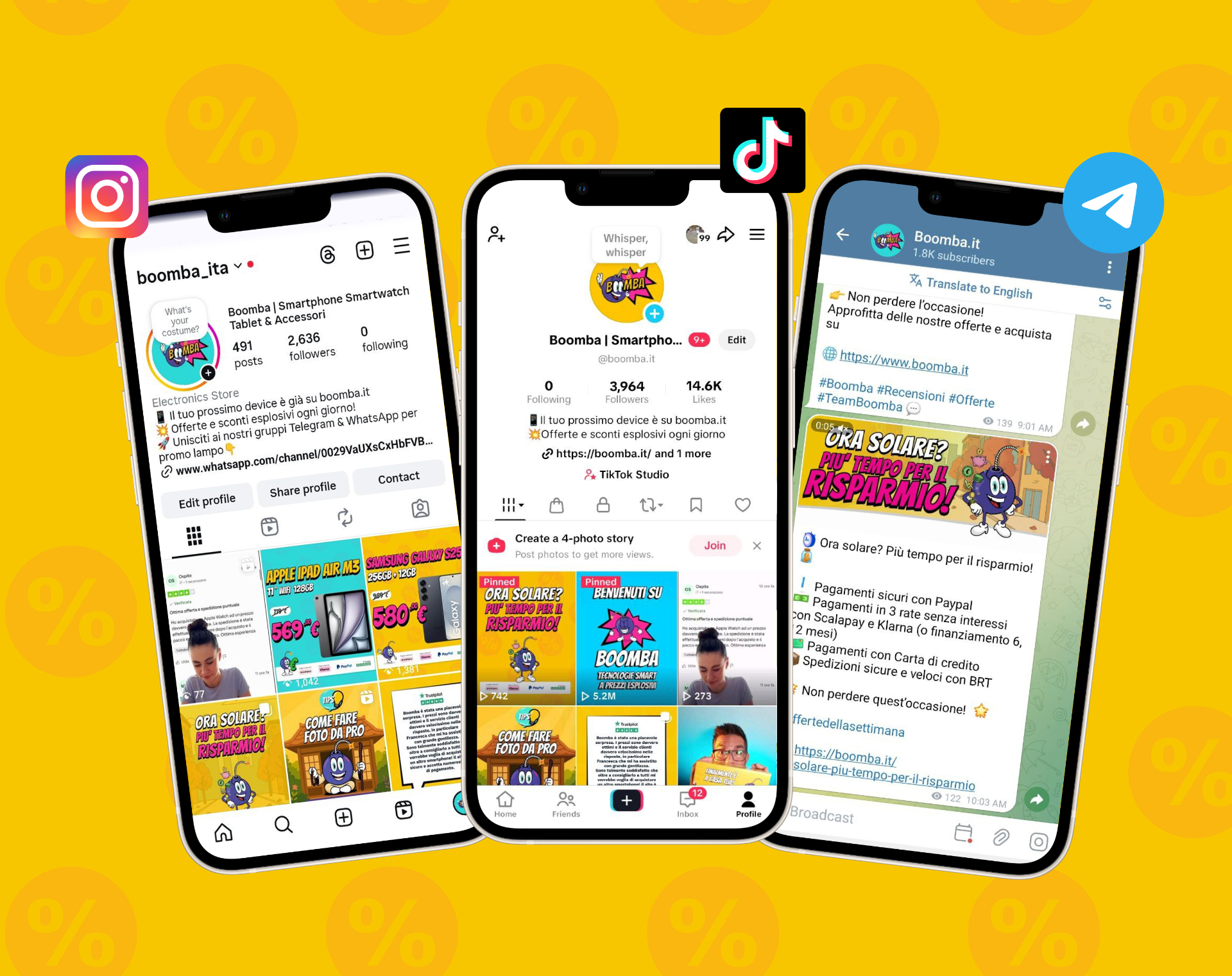 Mockup social Boomba su mobile