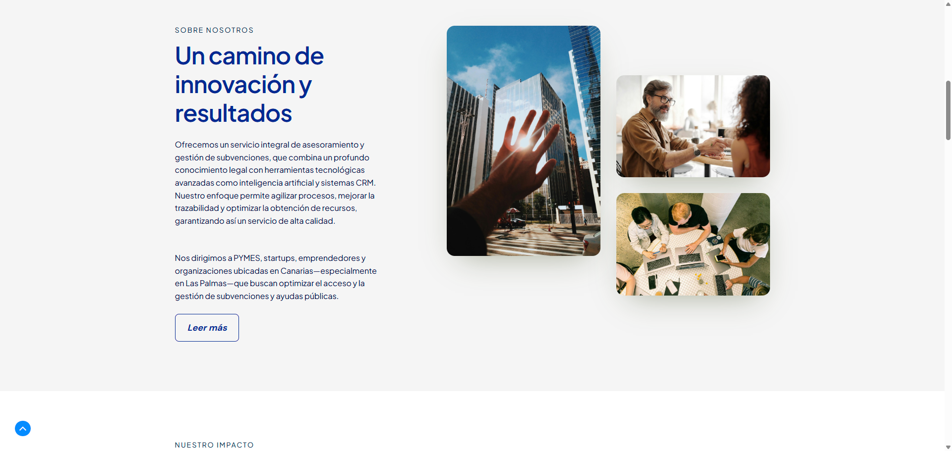 Atlántico Hub — Sezione "Sobre nosotros": un camino de innovación y resultados