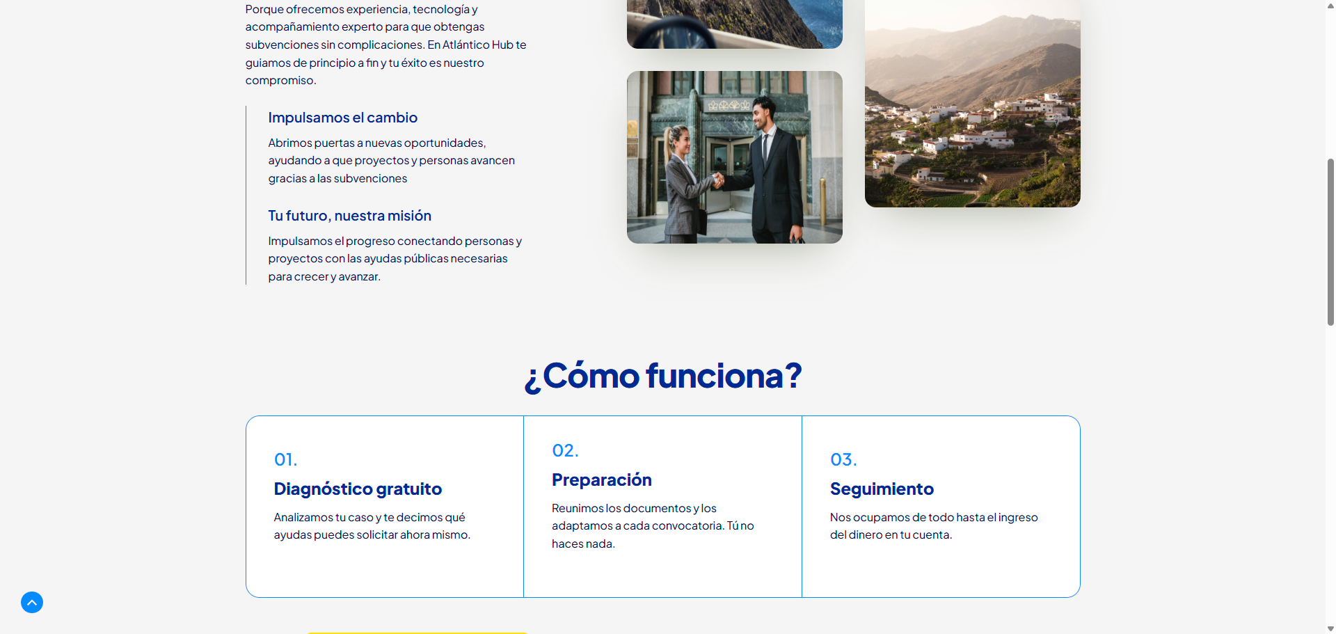 Atlántico Hub — Cómo funciona: diagnóstico, preparación, seguimiento