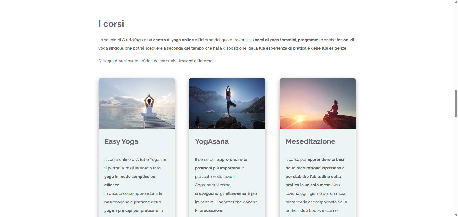 A Tutto Yoga — catalogo corsi (Easy Yoga, YogAsana, Meseditazione)