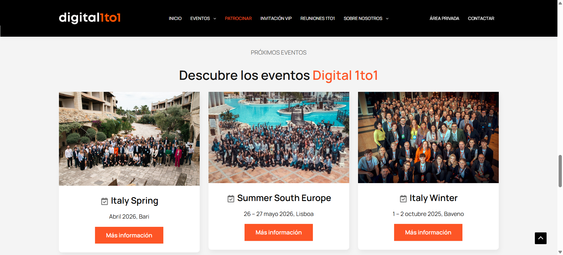 Digital 1to1 — listing eventi con Italy Spring, Summer South Europe e Italy Winter