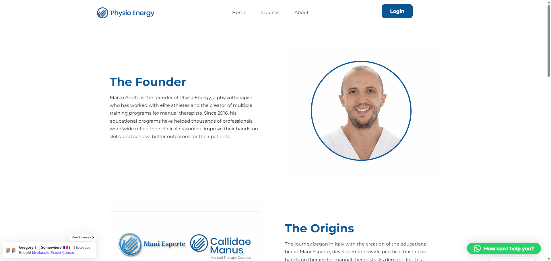 PhysioEnergy — pagina del fondatore Marco Aruffo