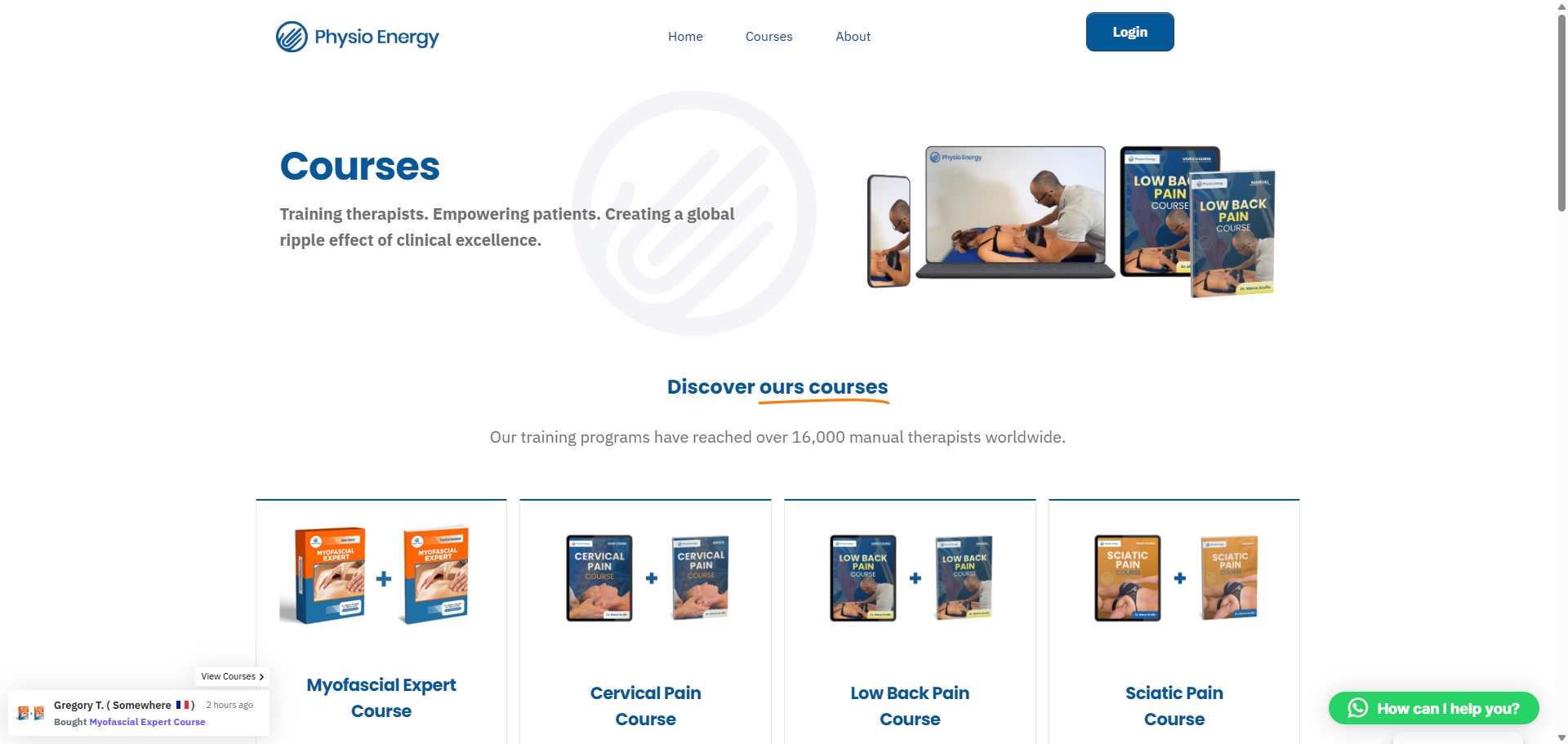 PhysioEnergy — catalogo corsi con bundle video + manuale