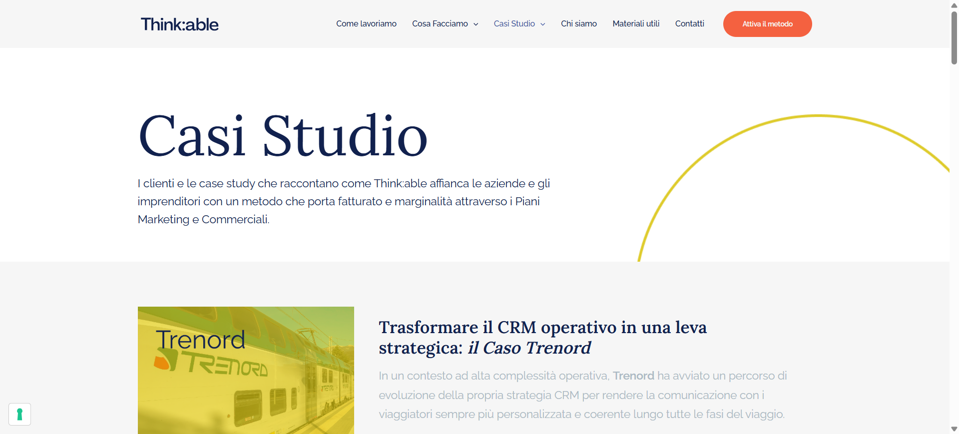 Pagina Casi Studio del nuovo sito Thinkable